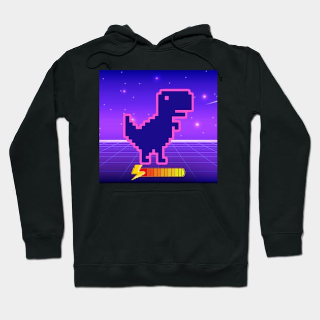 Outrun Power Up Dinosaur Hoodie by 80snerd